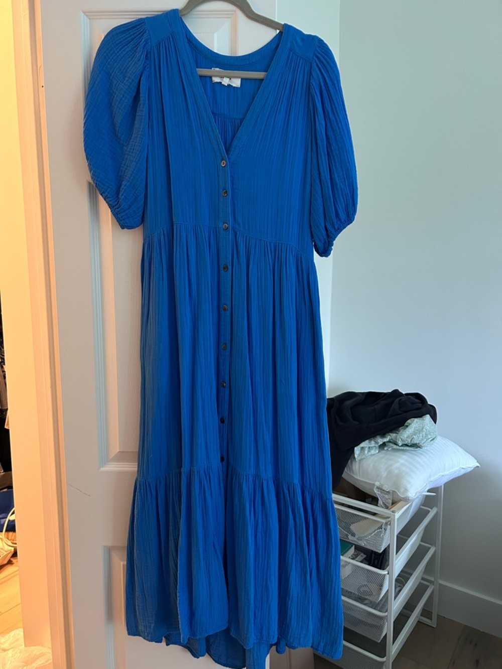 Xirena Button-Front V-Neck Midi Dress